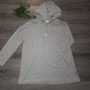 J. JILL size M Knit Henley Hoodie Sweater Striped loose Tunic long sleeve